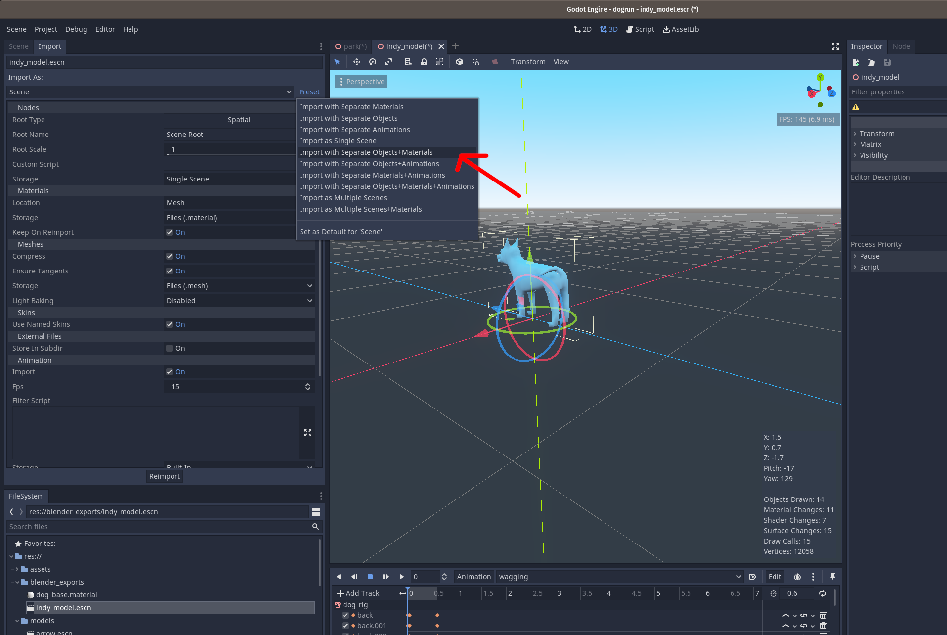 godot import preset